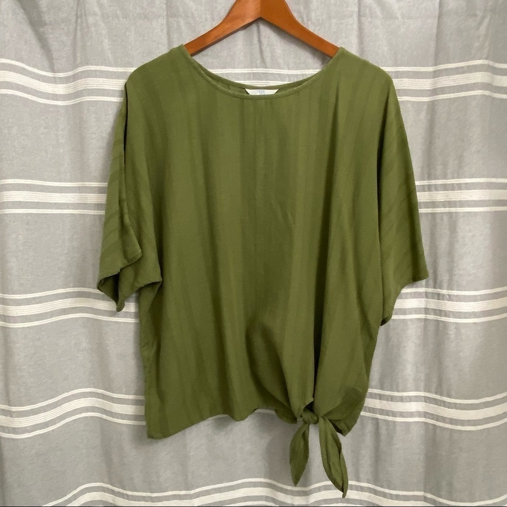 TIME AND TRU / Bay Leaf - green Boho Oversized Boxy Shirt Size M(8/10)